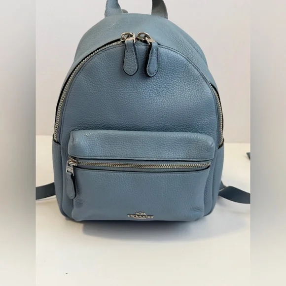 Coach Sky Blue Leather Backpack - Picture 1 of 10